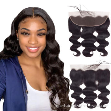 Full Virgin Cuticle13X6 Pre Plucked Swiss Lace Frontal With Baby Hair,Wholesale Virgin Raw Indian Hair Frontal